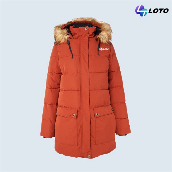 padded coat with fur hood